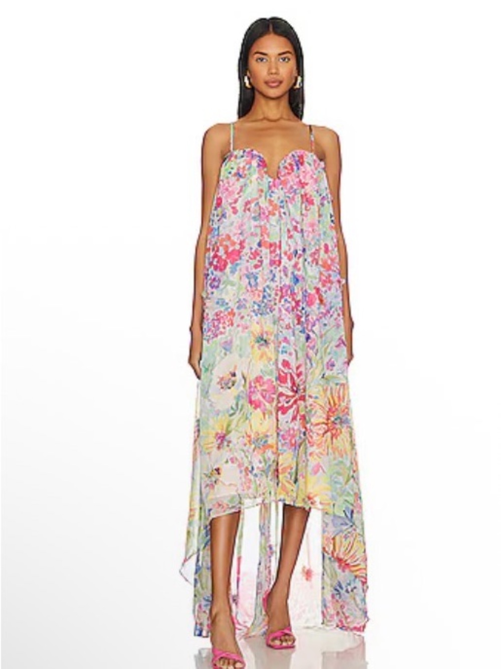 NBD Floral High-Low Maxi Dress in Pastel Multi - only worn once